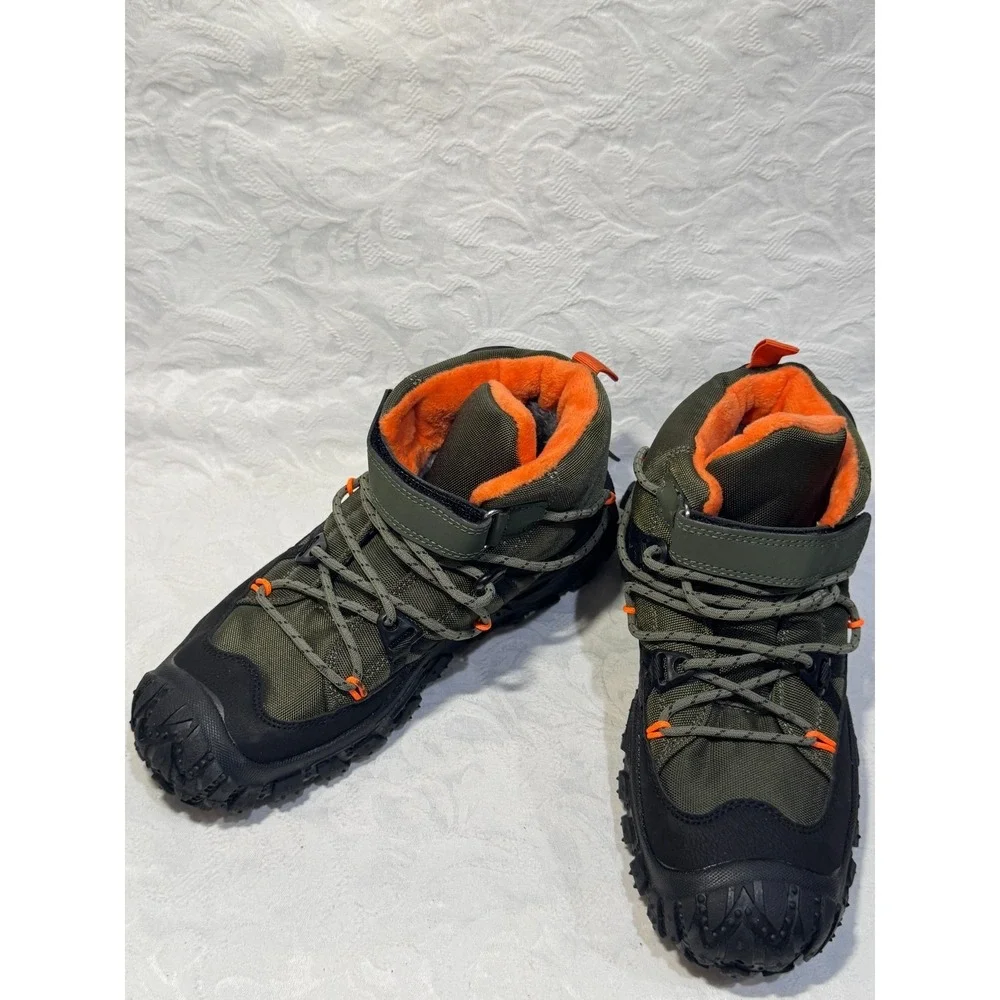 Grnkids Kids Winter Boots‎ US 4 EU 36 Olive Black Orange Fur Hiking Shoes
